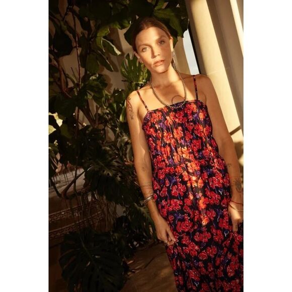 NWOT natalie martin GINA silk MAXI dress watercolor print small - Picture 2 of 11